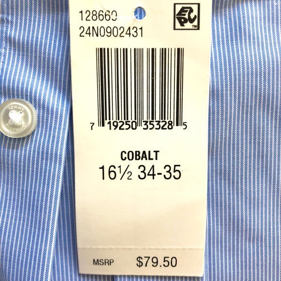 Tommy Hilfiger Men’s Slim Fit Th Flex Collar Dress Shirt, Cobalt, 16 1/2- 34/35 - Picture 4 of 4